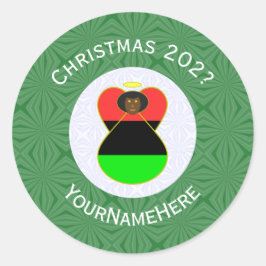 Pegatina Redonda Ángel, Navidades de la bandera afroamericana