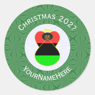 Pegatina Redonda Ángel, Navidades de la bandera afroamericana