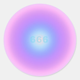 Pegatina Redonda Ángel Número 666 Reflejo - Gradiente de números de