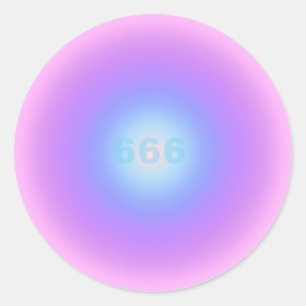 Pegatina Redonda Ángel Número 666 Reflejo - Gradiente de números de