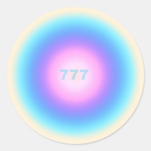 Pegatina Redonda Angel Números 777 - Buena fortuna (Anverso)
