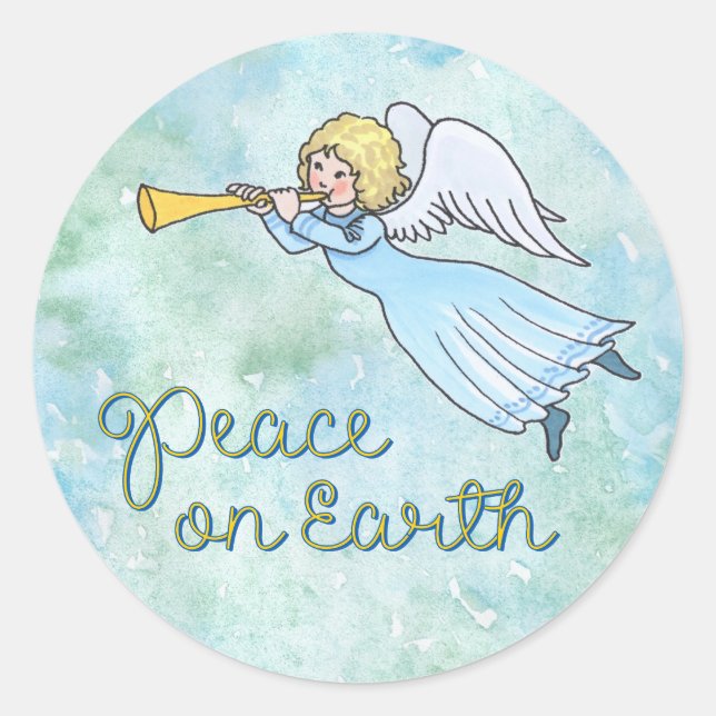 Pegatina Redonda Angel Peace Sticker (Anverso)