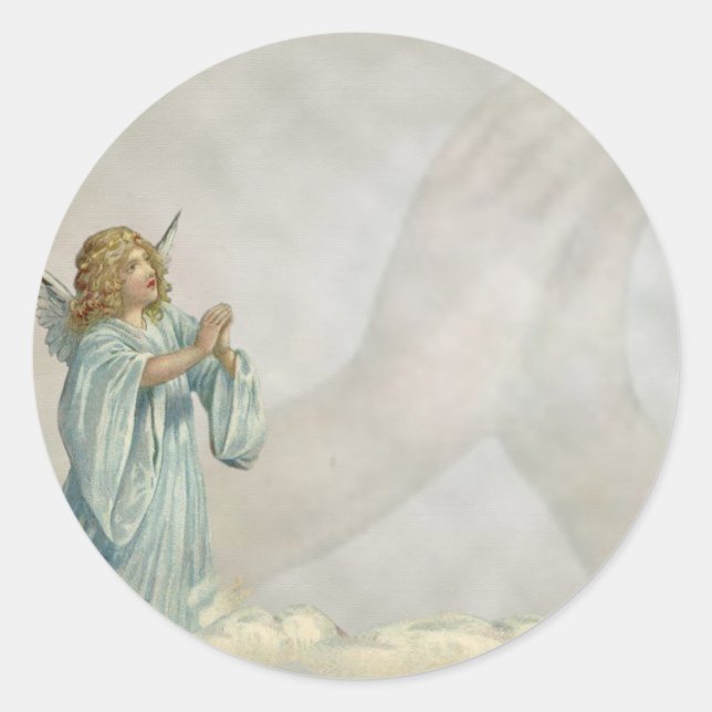 PEGATINA REDONDA ANGEL PRAYING (Anverso)