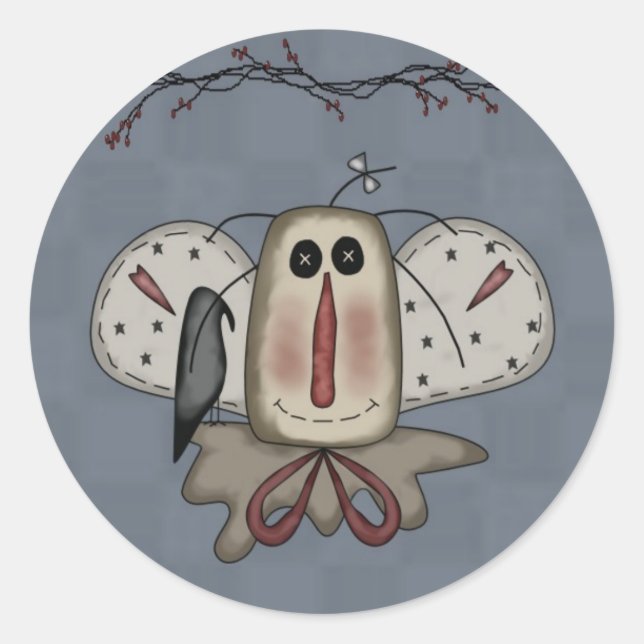 Pegatina Redonda Angel Rag Doll & Crow (Anverso)