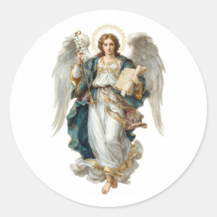 Pegatina Redonda Ángel religioso San Gabriel Arcángel Cristiano