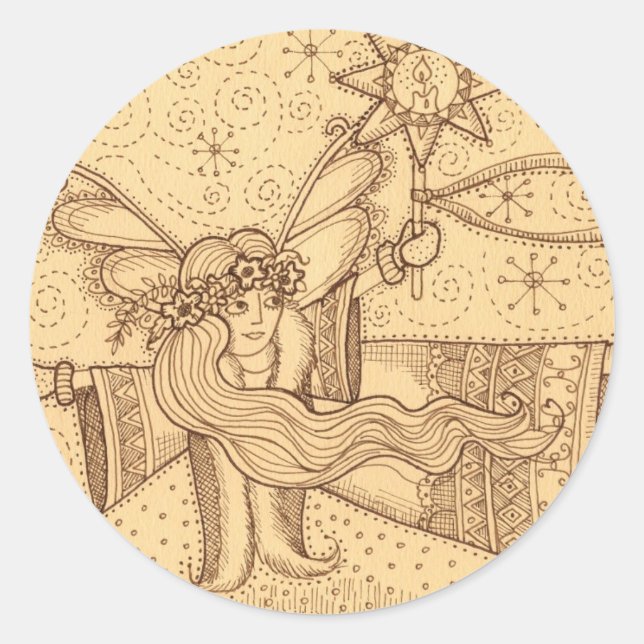 Pegatina Redonda Ángel ucraniano del navidad (Anverso)