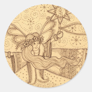 Pegatina Redonda Ángel ucraniano del navidad