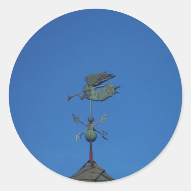 Pegatina Redonda Angel Weather Vane (Anverso)