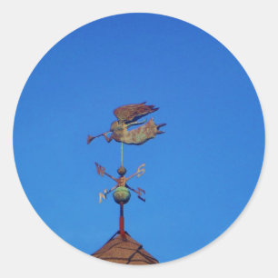 Pegatina Redonda Ángel Weather Vane Bright Blue Sky