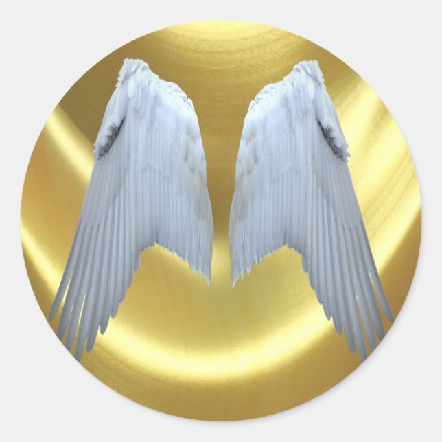 Pegatina Redonda Angel Wings Gold (Anverso)