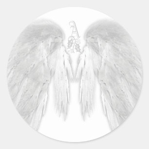 Pegatina Redonda ANGEL WINGS White Heavenly Holly Monograma