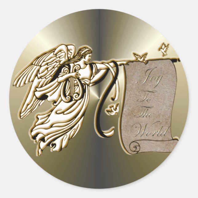 Pegatina Redonda Ángel y alegría para el desfile mundial (Anverso)