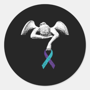 Pegatina Redonda Ángel Y Centro De Prevención Del Suicidio Para La 