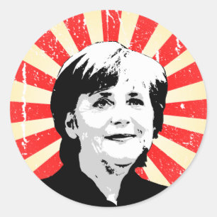 Pegatina Redonda Angela Merkel