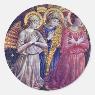 Pegatina Redonda Ángeles de las fieles de Gozzoli Benozzo