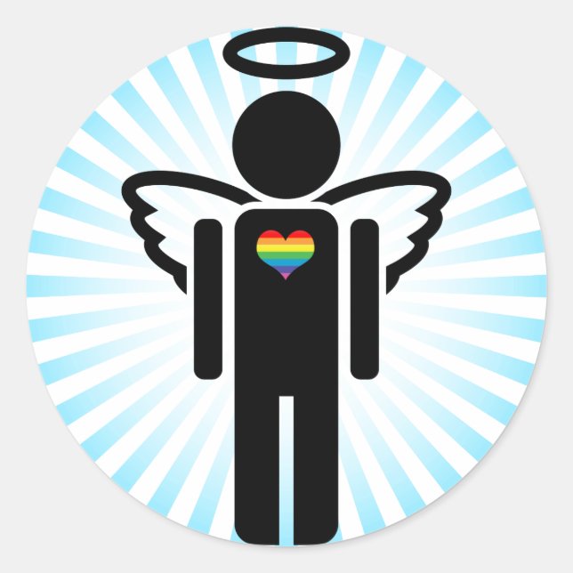 Pegatina Redonda angelicón. (Anverso)