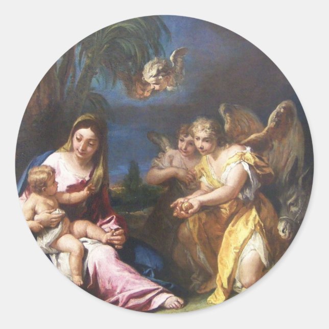 Pegatina Redonda Angels de Guardian ofreciendo regalos (Anverso)