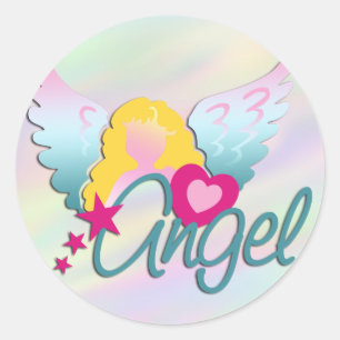 Pegatina Redonda Angels Love de color claro