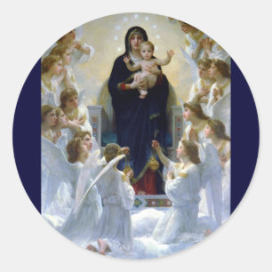 Pegatina Redonda Angels madona baby christis religión nubes