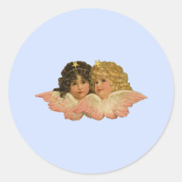 Pegatina Redonda Angels victorianos Baby Blue