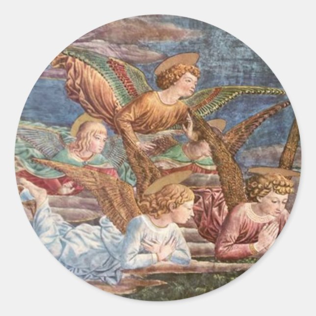 Pegatina Redonda Angels vigilando a mis pegatinas (Anverso)