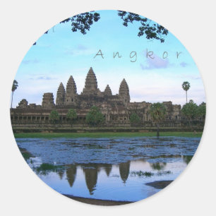 Pegatina Redonda Angkor Wat 01
