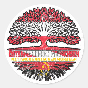 Pegatina Redonda Angola Angolanismo Österreichisch Österreich Baum