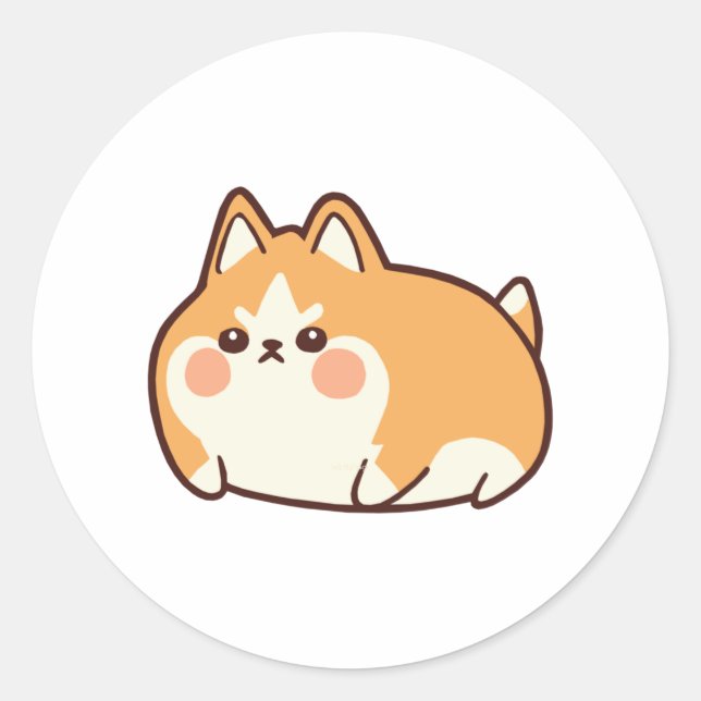 Pegatina Redonda Angry Chonk Shibe (Anverso)