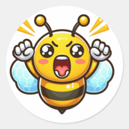 Pegatina Redonda Angry Cute Bee