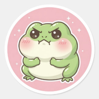 Pegatina Redonda Angry Frog Sticker Funny Mad Frog Meme Cute Aggres