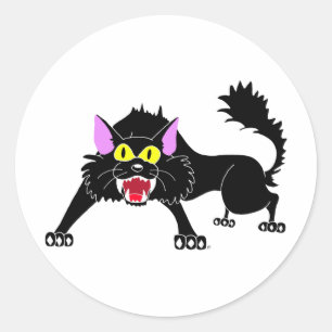 Pegatina Redonda Angry Hissing Black Cat Personalizado
