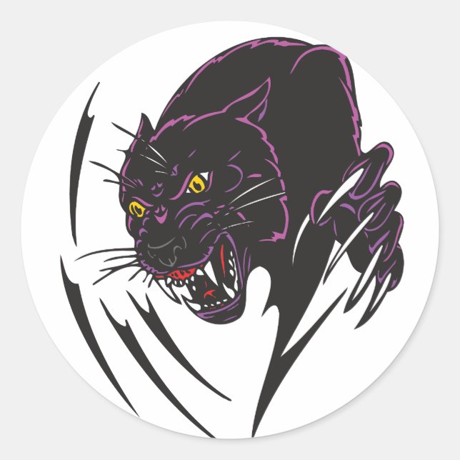 Pegatina Redonda Angry Panther (Anverso)