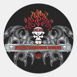 Pegatina Redonda Angry-Scotsman-Bikers