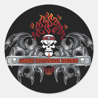 Pegatina Redonda Angry-Scotsman-Bikers