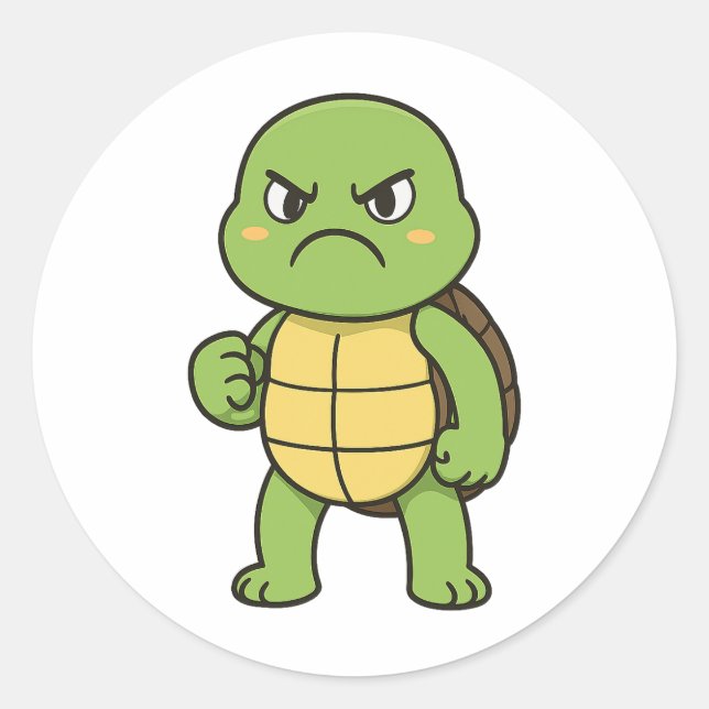 Pegatina Redonda Angry Turtle Sticker (Anverso)