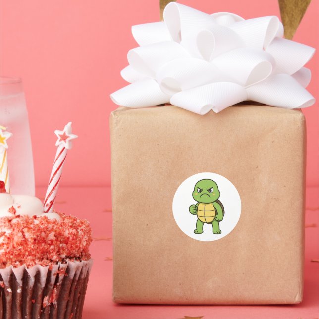 Pegatina Redonda Angry Turtle Sticker (Fiesta)