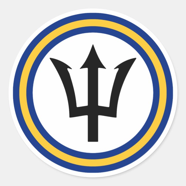 Pegatina Redonda Anillo de Bandera de Barbados (Anverso)