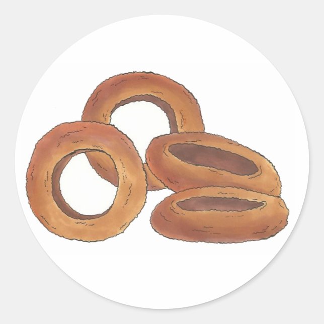 Pegatina Redonda Anillo de cebolla Carnaval Alimentos no deseados C (Anverso)