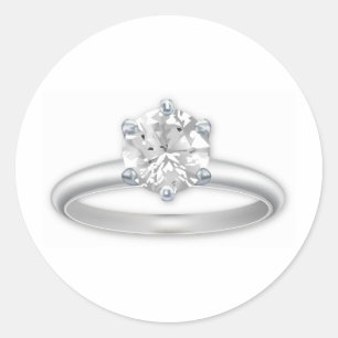 Pegatina Redonda Anillo de diamante Bling Clipart