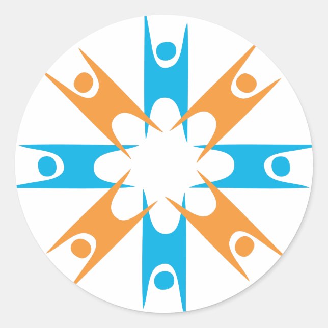 Pegatina Redonda Anillo de Humanistas Felices (Anverso)