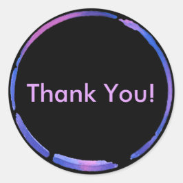 Pegatina Redonda Anillo de pintura de color de agua neón, rosado gr