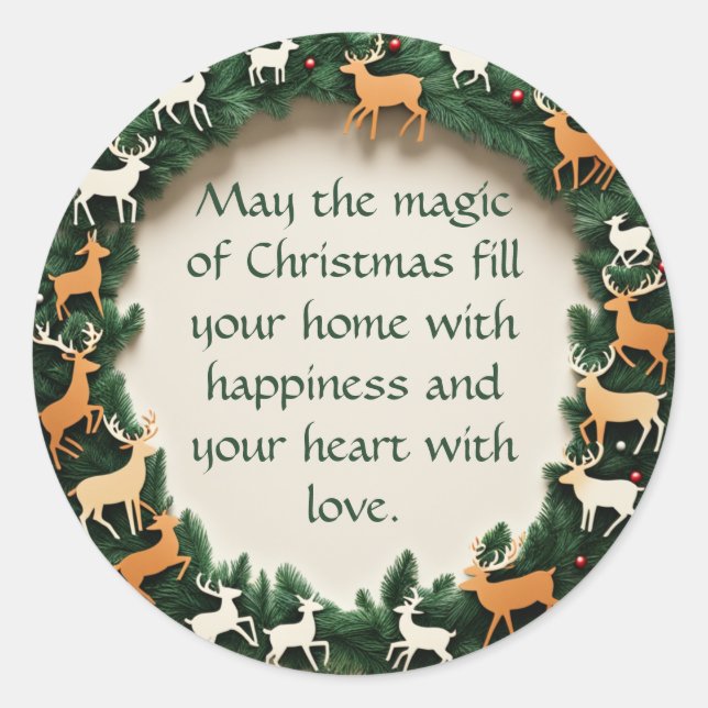 Pegatina Redonda Anillo de renos (Anverso)