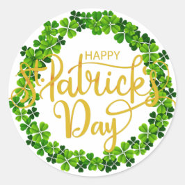 Pegatina Redonda Anillo de Shamrock - Feliz Día de San Patricio