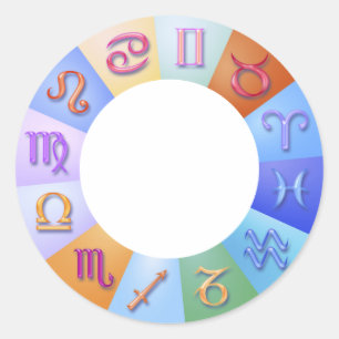 Pegatina Redonda Anillo zodiaco