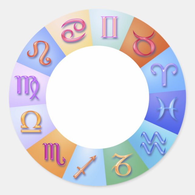 Pegatina Redonda Anillo zodiaco (Anverso)