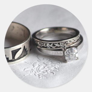 Pegatina Redonda Anillos bodas
