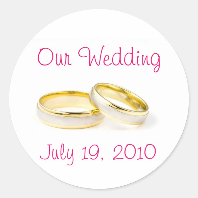 Pegatina Redonda Anillos bodas (Anverso)