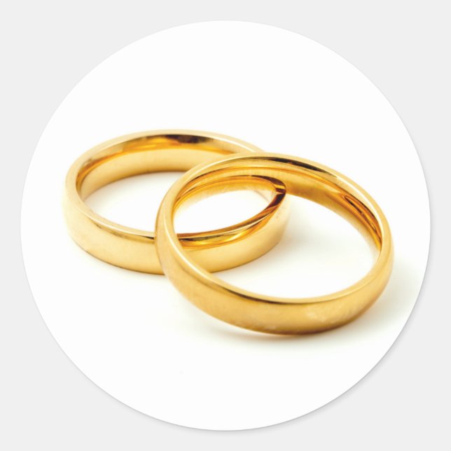 Pegatina Redonda anillos bodas (Anverso)