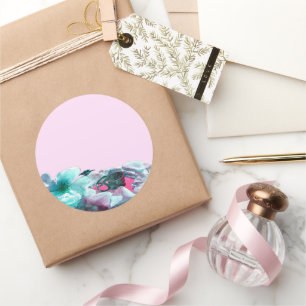 Pegatina Redonda Anillos con pétalos de rosa blancos