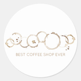 PEGATINA REDONDA ANILLOS DE CAFÉ MEJOR TIENDA DE CAFÉ HASTA DIVERSI